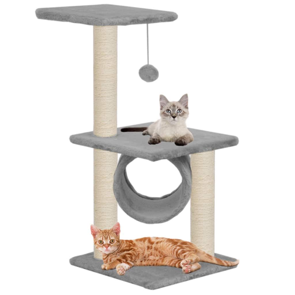 pedkit negaor Cat Tree Cat Tower Scratcher Activity Centre with Sisal Scratching Posts and Carpeted Surface 65 cm Grey