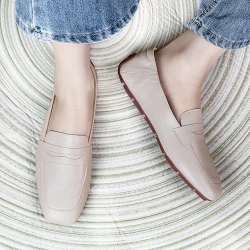 Image of Leather Loafer Shoes for Women Comfortable Lady Penny Loafer Shoes Flats Office Work Shoes