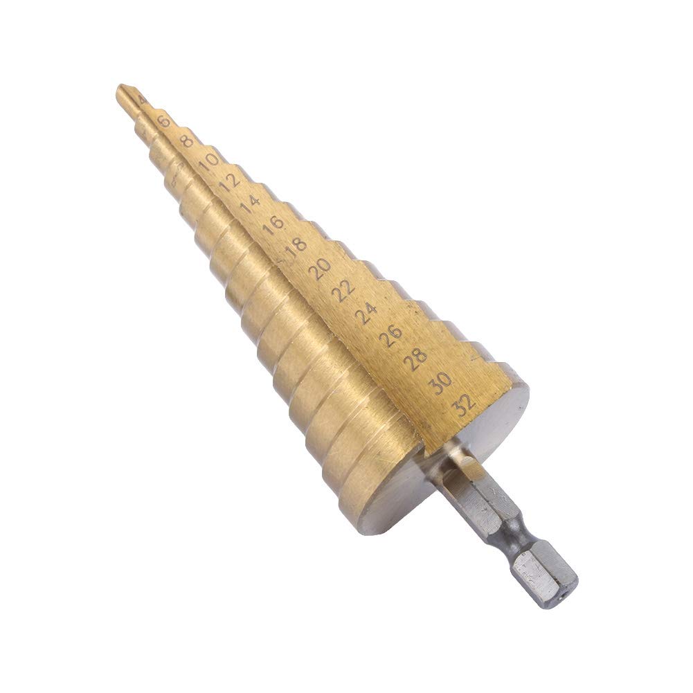 Foret Conique à Grande étape en Titane HSS de Haute qualité, Outil de Coupe de Trous de 4 à 32mm pour L'acier, Le Laiton, Le Bois et Le Plastique