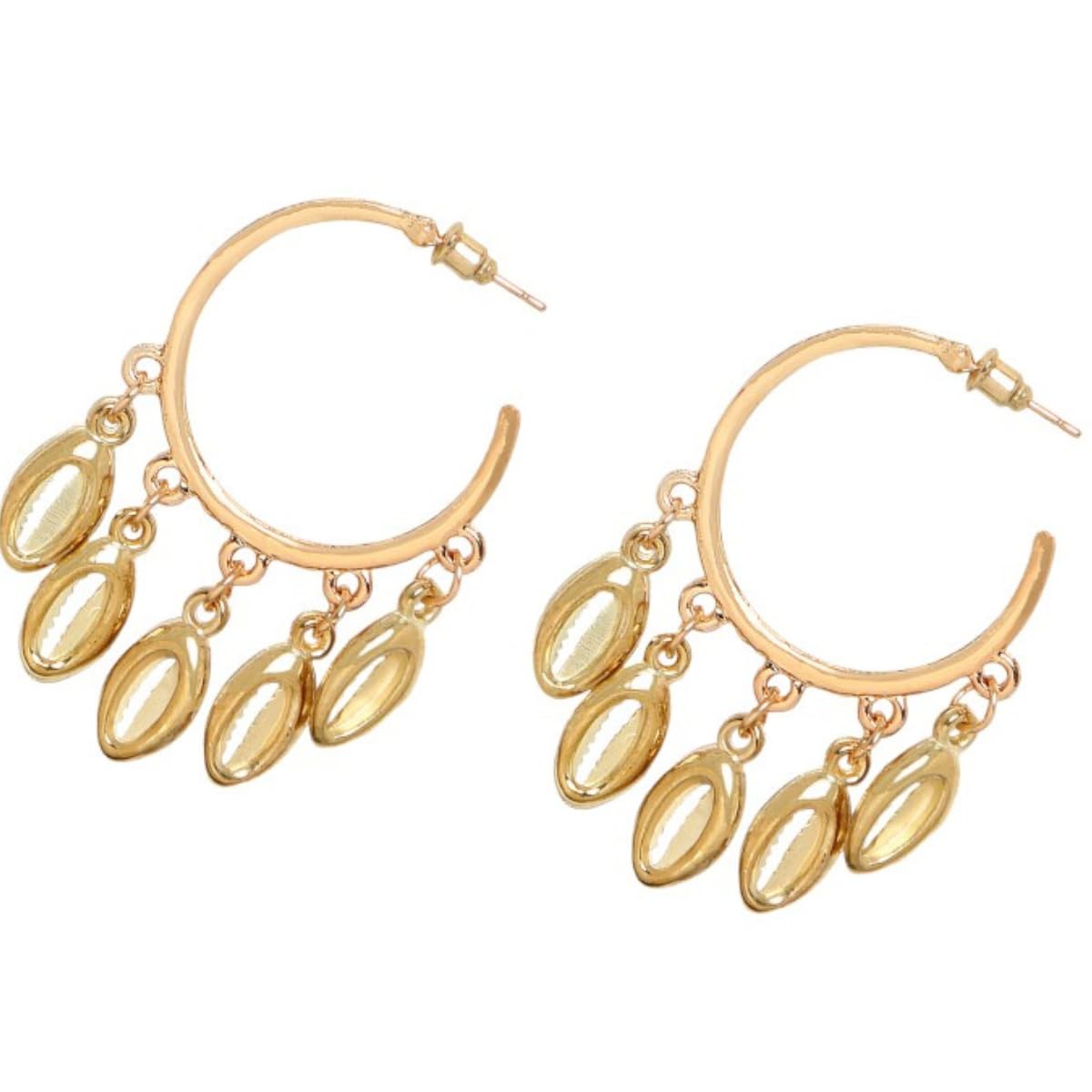 Jwella Light Weight Trendy Golden Seashell Dangle Stylish Hoop Earrings for women and girls Pack of 1 (B0D9M433B9) Amazon Price History, Amazon Price Tracker