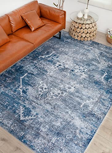 Taleta Moonlit - Alfombra para salón, diseño de flores, 160 x 230 cm, color azul Cover