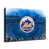 New York Mets Baseball Poster Sports Canvas Wall Art Pattern Print Artwork Decor Home Decor Painting (No Framed,16x24inch)