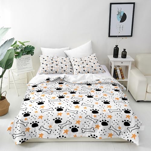 ANHOPE Dinosaur Duvet Cover Set Soft 3 Piece Bedding Set with Jurassic Wild Animal Dino Print Pattern Comforter Cover Set with Pillowcase All Season Quilt Cover with Zipper for Kids Boys Girls Single