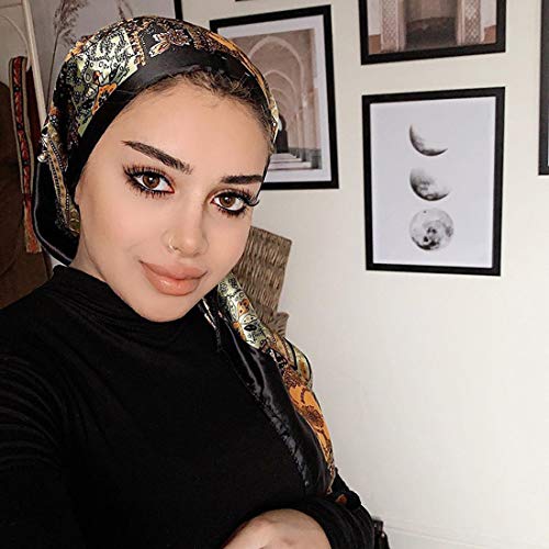 35x35 Inch Large Square Scarf 2PCS Fashion Scarves Silk Feeling Hair Scarf Wrapping Scarfs Night Sleeping Headscarf2