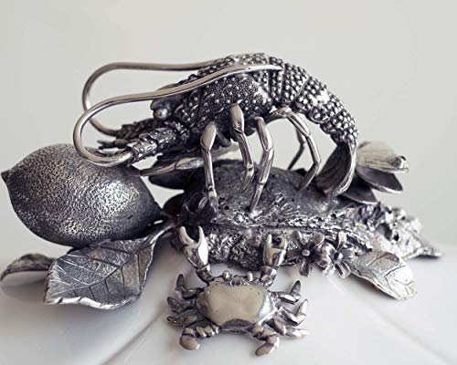 Vagabond House Sea Food Lobster Soup Tureen With Stoneware Tray 3 Pieces Covered Tureen/Lid/Tray 11 Inch Tall 96 Oz 13 Inch Long #TOP1