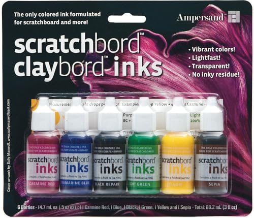 Ampersand Art Supply Scratchbord 6 Color Ink Set