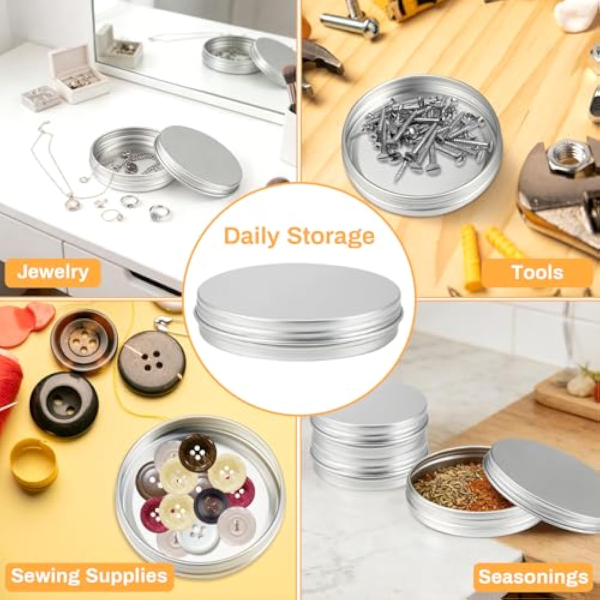 12PCS Screw Top Small Round Aluminum Jars with Lids