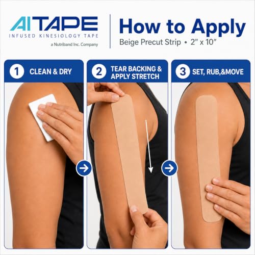 Image of AI Tape Numbing + Pain Relief - 4% Lidocaine Kinesiology Tape Precut Strips | Elastic Sports Muscle Tape for Back, Shoulder, Knee & Recovery
