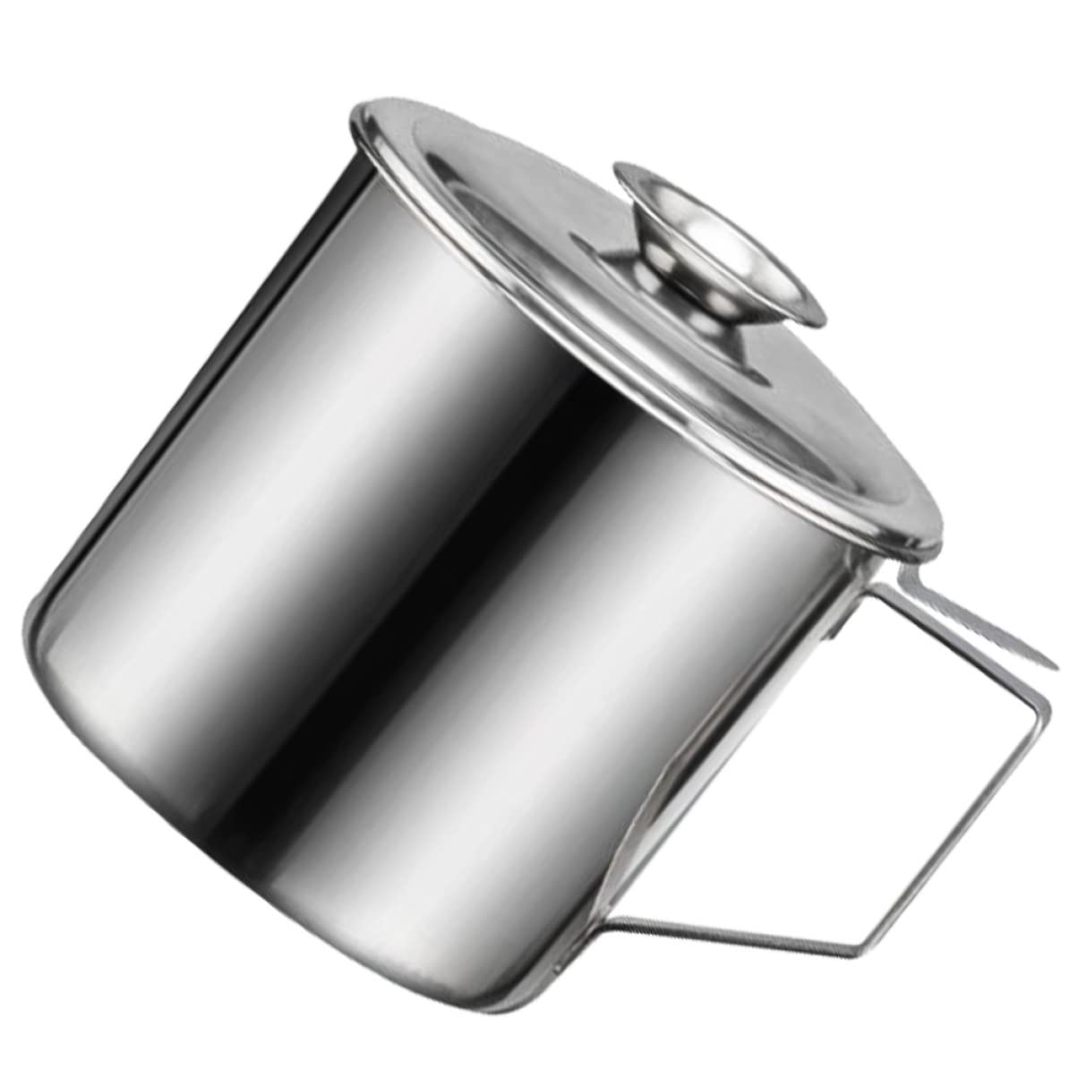 Spek vetcontainer met zeef, 1,8L oliecontainer keuken 304 roestvrijstalen oliezeef pot olieopslag met stofdicht deksel en plaat voor het bakken van olie opslag (1,8L