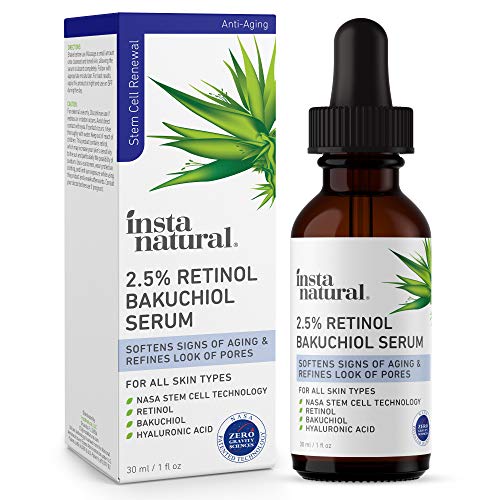 2.5% Retinol Serum for Face & Skin with Bakuchiol - Pore Minimizer, Anti Aging, Fine Line & Wrinkle Care for Younger Looking Skin - Natural Alternative Facial Serum - Hyaluronic Acid & Niacinamide