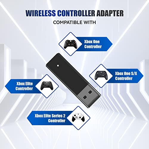 Adaptador Mando para PC Windows 10/11/8/8.1/7 - USB Gaming Receiver inalámbrico Compatible con Xbox One/One X S/Series X S/Elite Series Controller