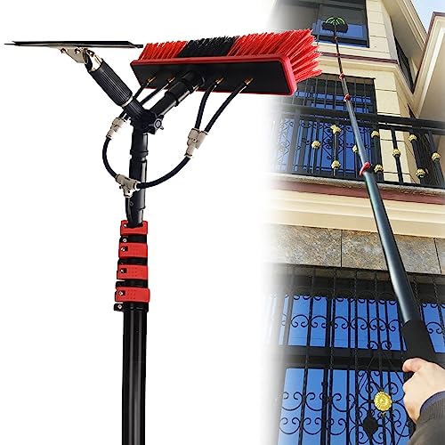 Brosse de nettoyage télescopique 10,8 m et perche alimentée en eau pour verrière et toit solaire