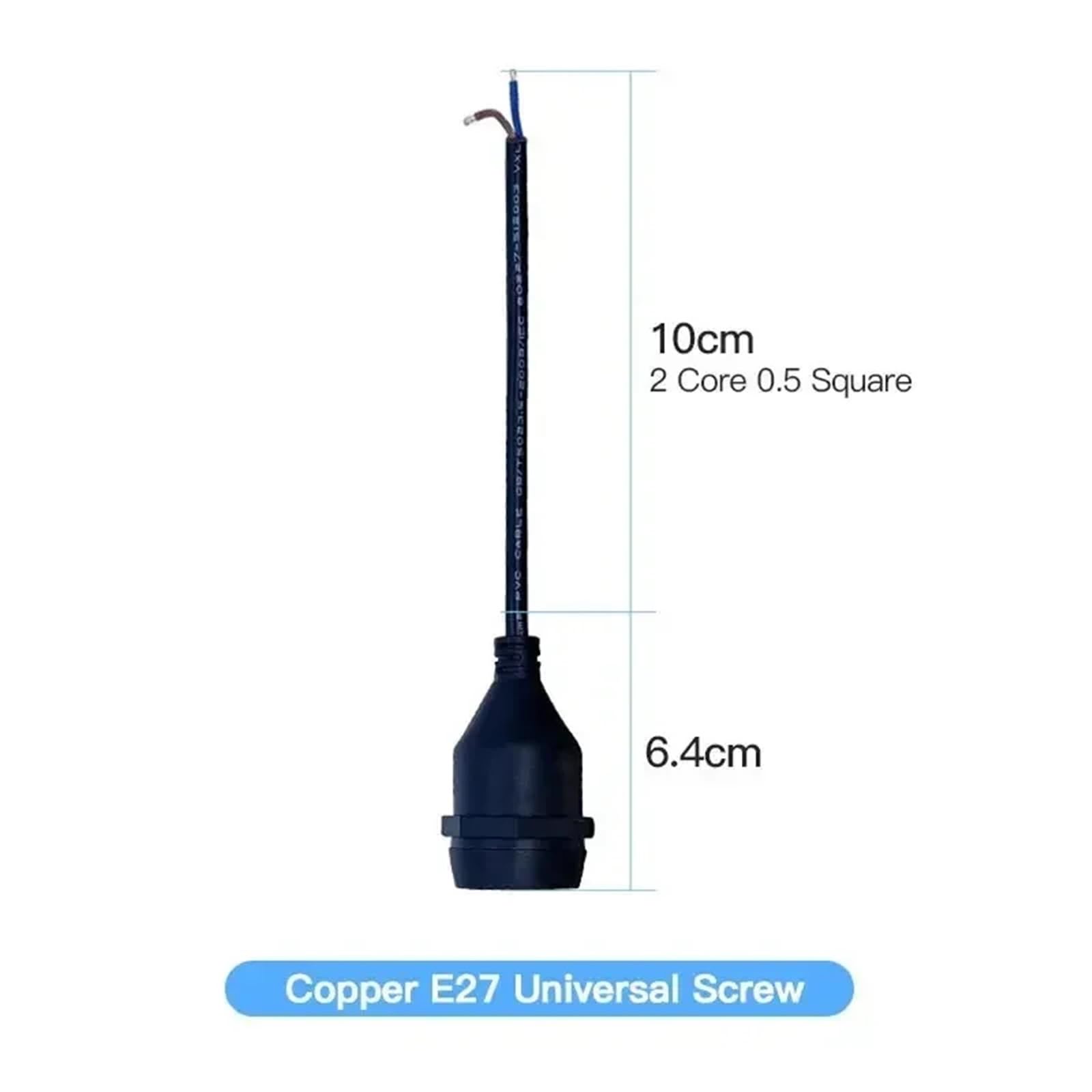 Portalámparas E27 Resistente al Agua con Cable, Conector de Tornillo de luz Exterior de 10-200cm, Base de lámpara ignífuga de PVC y Cobre en Espiral de LED(10cm)