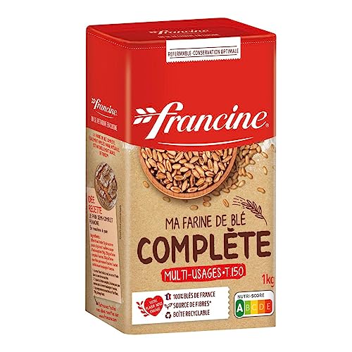 FRANCINE - Farine De Blé Complète T150, Boîte De 1 Kg - Lot De 4