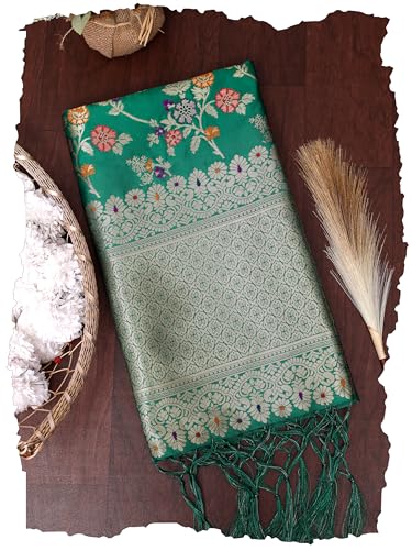 Image of DEVANGI Women's Woven Banarasi Silk Dupatta /Chunni For Women, Floral Print 1 Meter Wide and 2.3 Meter Length Printed Designer Dupatta /Chunni For Girls