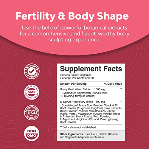 G-Curve Butt And Breast Enhancement Pills - Herbal Breast And Butt Enhancer Pills May Support Body Sculpting Curves With Saw Palmetto Extract And Horny Goat Weed For Women *Results May Vary 60 Count #TOP2