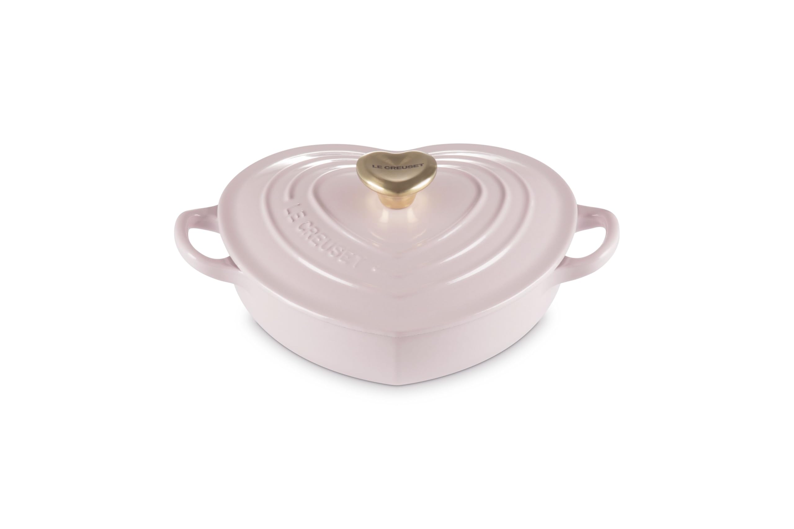 Le Creuset Enameled Cast Iron Traditional Shallow Heart Cocotte, 1.25 Qt., Shallot Light Gold Heart Knob