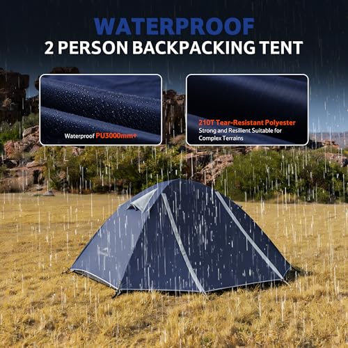 Image of Naturehike Bleik-B 2 Person 3 Person Tent, Lightweight Backpacking Tents for Camping, Double Layer Waterproof Camping Tent