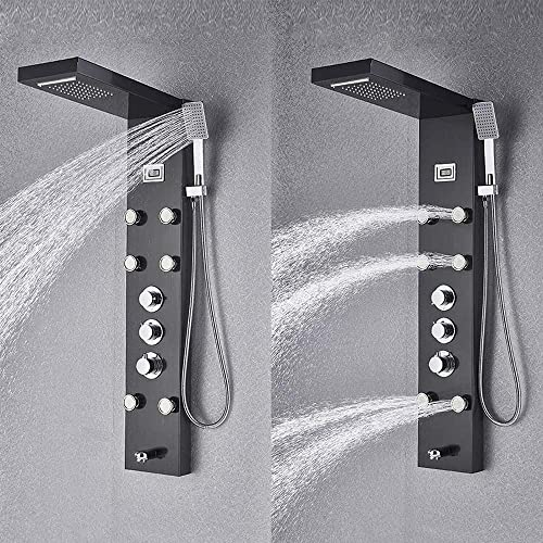Panel de ducha termostático impermeable con sistema de masaje tipo torre lluvia y cascada, columna de ducha en bronce con acabado aceitado miniatura 4