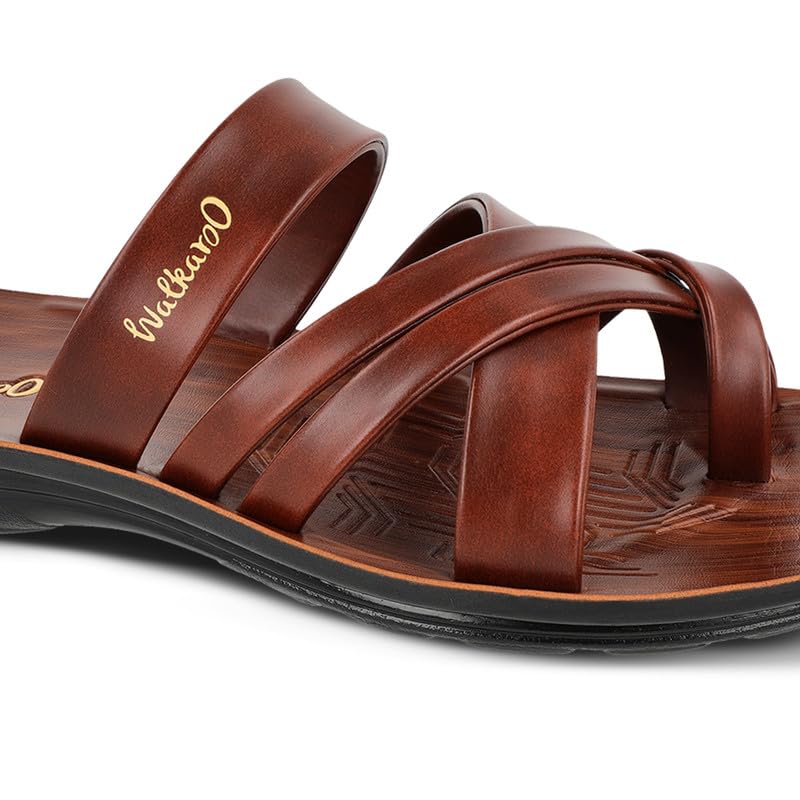 Image of WALKAROO Men's Fashion Sandals with Toe Ring, Cross Straps and Lightweight - W5687