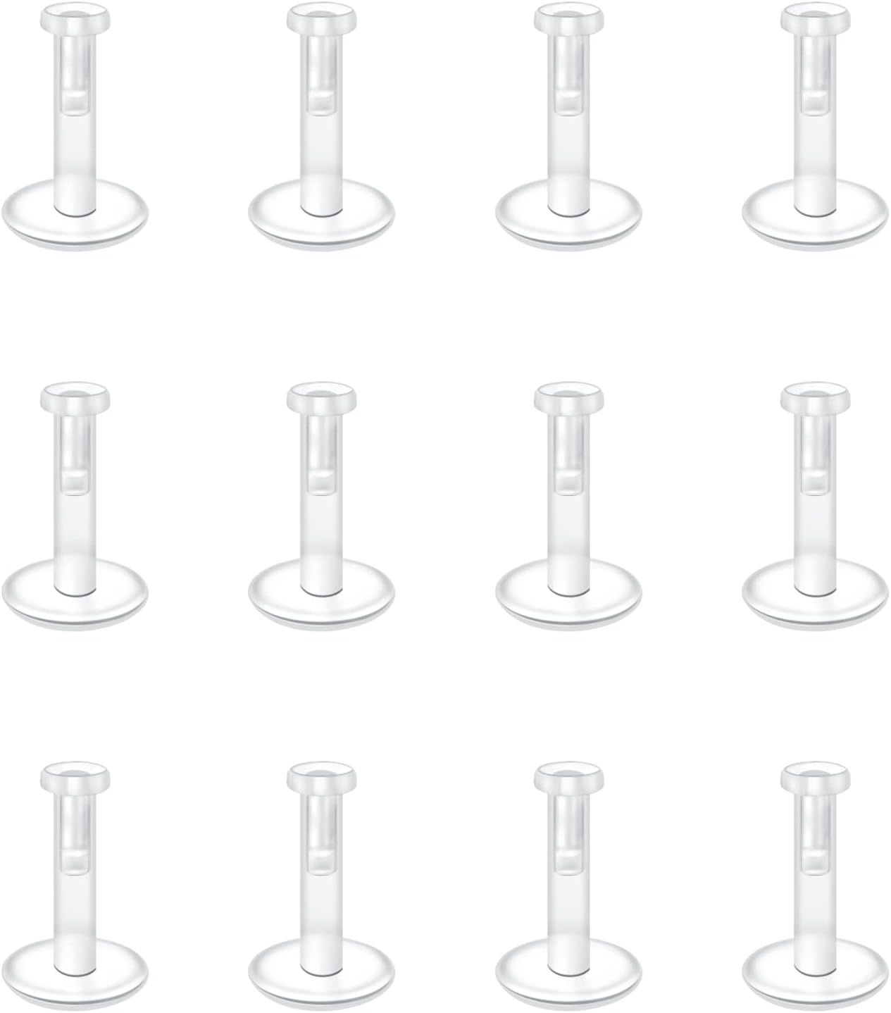 – 12pcs 16G Clear Lip Bars Studs Flat Top Retainers Labret Medusa Tragus Helix Cartilage Earrings Piercing Jewellery 6mm 8mm 10mm 12mm