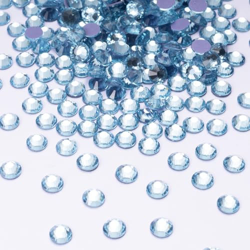 Image of Hotfix Rhinestones Bulk 3000PCS SS6 (1.9-2.1mm), Aquamarine Glass Rhinestones for Clothes, Tumblers, Shoes DIY, Heat Transfer Flatback Gems for Crafts & Decoration