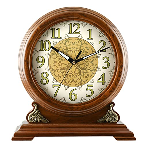 GKJHTED Relojes de madera de roble, reloj de consola de madera, reloj decorativo de chimenea, reloj de mesa con pilas, cristal HD, reloj de mesa fácil de leer, sala de estar-S