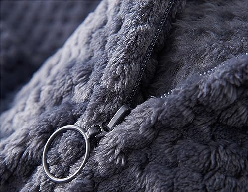 Mens Housecoat Zip Robe, Sherpa Zip Up Front Robe Bathrobe, Plush Warm Zipper House Coat Fluffy Jacket4