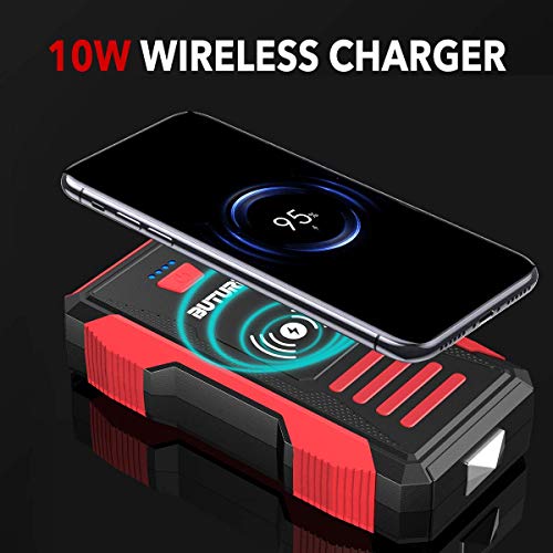 BUTURE 2500A Peak Car Jump Starter (up to All Gas, 8.0L Diesel Engine), 23800mAh Power Bank with 10W Wireless Charger, 12V Auto Battery Booster with Smart Jumper Cable, Quick Charging
