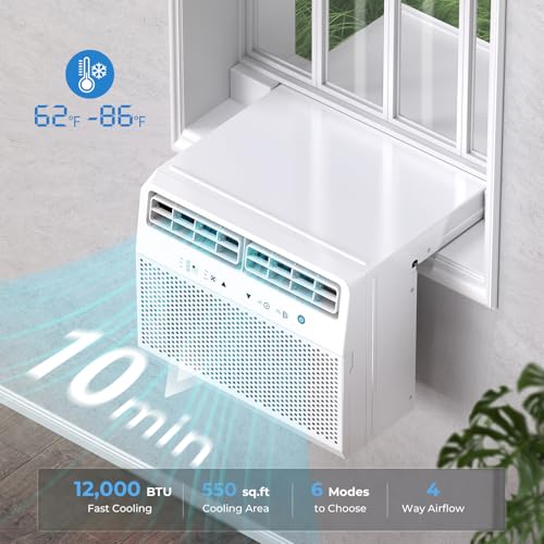 Antarctic Star U-Shaped Air Conditioner Window Unit 12000BTU, Ultra Quiet Window Air Conditioner Cools up to 550 Sq. Ft, Saddle Window AC Units with Full Window View, Energy Saving, Easy to install