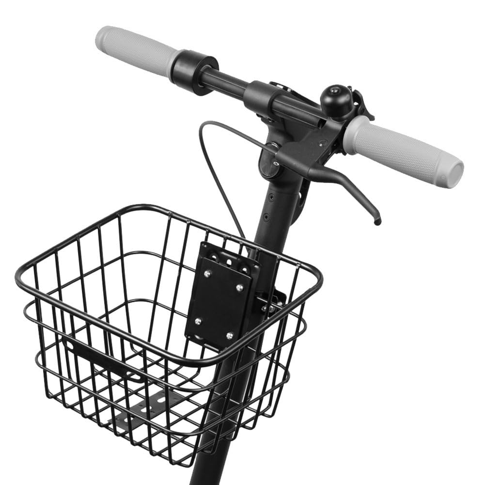 ZYWUOY Panier de rangement avant amovible pour scooter électrique et vélo – Panier de rangement robuste en tuyau de fer, portable et pratique, noir