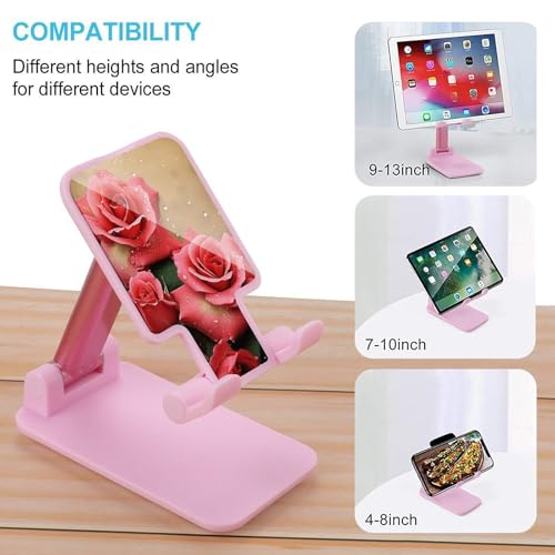 Support de téléphone pliable et réglable rose pour bureau