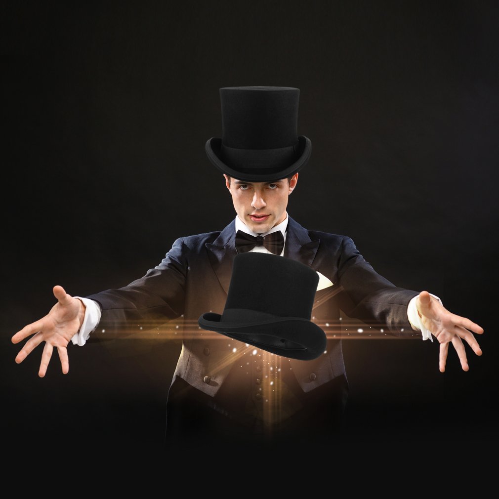 La Vogue Homme Chapeau Haut Magicien Laine Classique Traditionnel Fête Hiver Automne Noir S