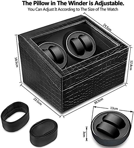 Cofanetto Carica 4 Orologi Automatici Espositore Nero in Eco Pelle Watch Winder Scatola Movimento Rotatorio