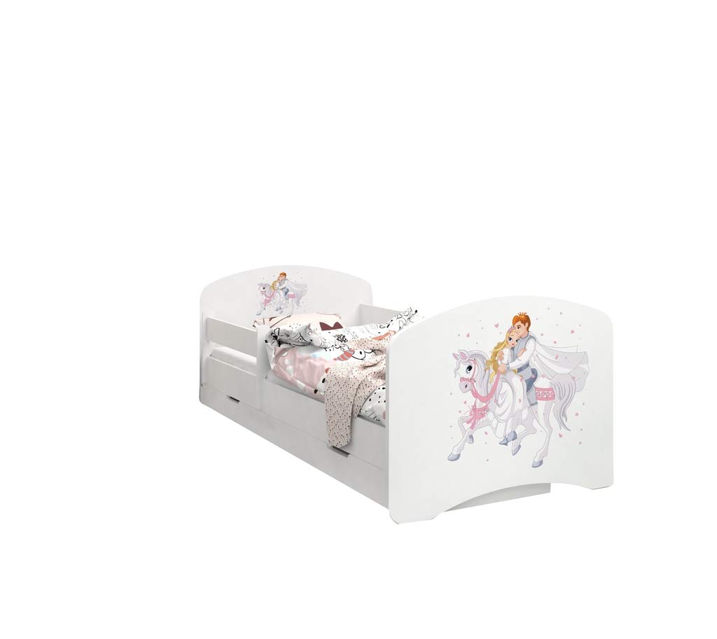 Happy Babies - Cama para NIÑOS DE Doble Cara con Drenaje Diseño Moderno con Bordes Seguros y Protección contra Caídas Colchón de Espuma de 7 cm (180x90, 33. El príncipe en el Caballo Blanco)