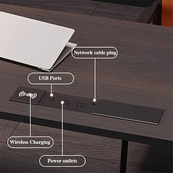 Pc Table Height Adjustable Laptop PC Desk with Drawers, Electric Standing with 2 Memory Heights, Charging Outlets(XXL)