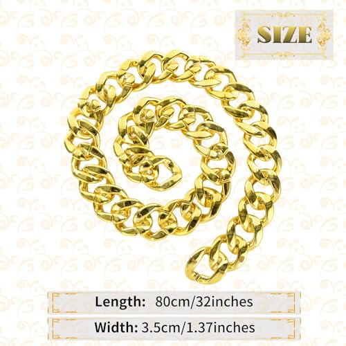 PinCute 2 Pack Big Chunky Gold Chain for Men: Fake Plastic Gold Chain Necklace, 80s 90s Punk Style Hip Hop Chain Necklace for Costume Jewelry Rapper4