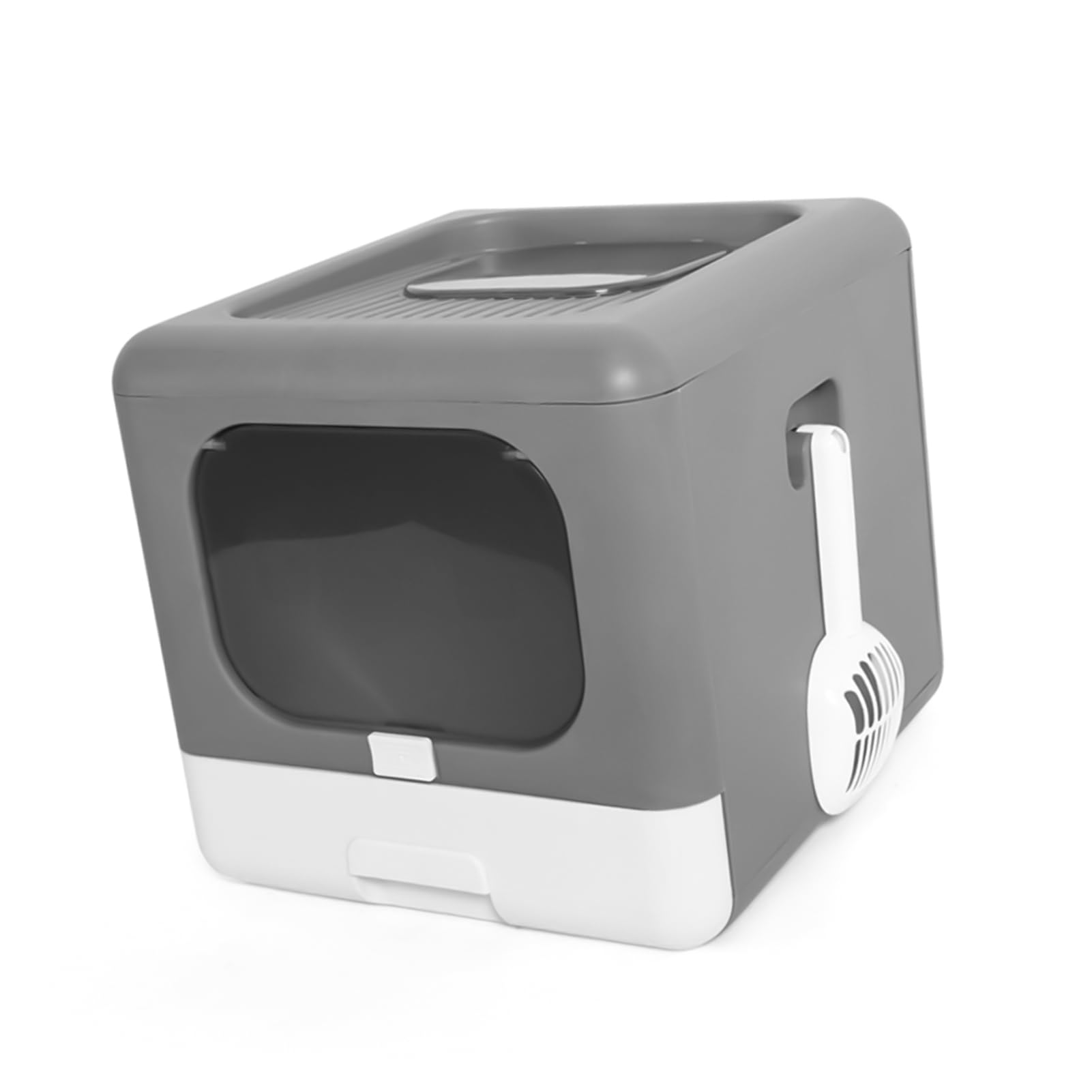 Lettiera con Gatto Grande Portatile Portatile Pieghevole Box Completamente Chiuso in Vasino Entry Entry Olest Cotto di Uscita Grigio Grigio (GREY)