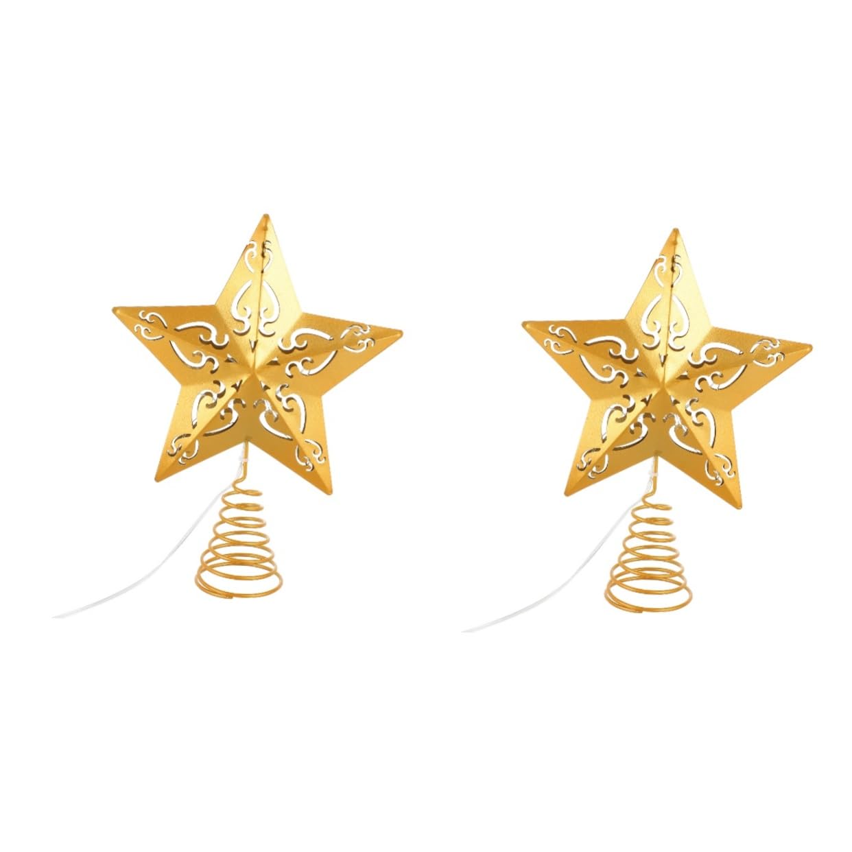 TOPBATHY 2 Piezas Estrella De La Copa del Árbol Navidad Ligero Luces Decoración De Las Copas De Los Árboles Decoración De Adorno De Árbol Dorado Topper De Árbol Iluminado Planchar Golden