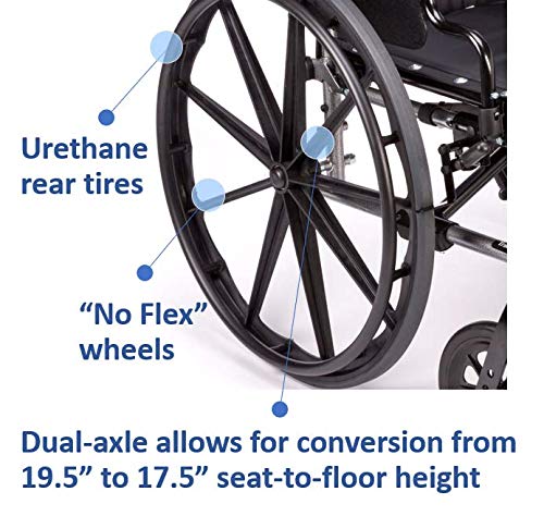 Miniatura 4 de Invacare Series Tracer SX5 - Silla de ruedas plegable para adultos con asiento de 20 pulgadas de ancho y reposapiés y brazos completos