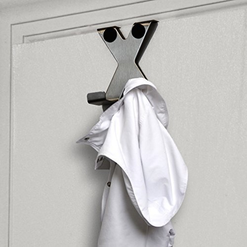 Double Coat Hook Stainless Steel, for 2 Jackets, Coats, Towels, or Bag - Sturdy Hook by Mega Stationers