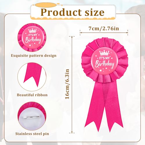 Image of Birthday Badge It's My Birthday Brooch Birth Day Ribbon Badge Brooch Pin Satin Corsage Fabric Birth Day Party Award Brooches for Women Men Party Decoration