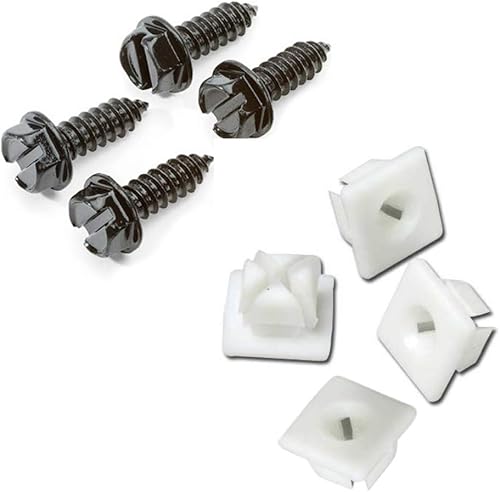 4 tornillos para placa de matrícula de acero inoxidable chapados en zinc negro con insertos de tornillo de nailon, tornillos de matrícula disponible en Yaxa Venezuela