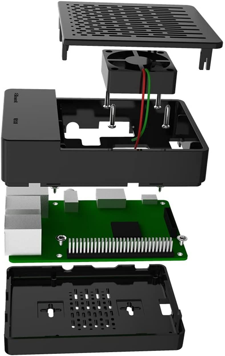 GeeekPi Raspberry Pi 3 B+ Alloggiamento Con Ventola, Alimentatore USB C 18W 5V 3,6A Con Adattatore Micro USB per Raspberry Pi 3 Model B/3B+