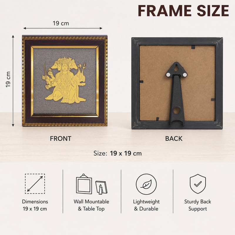 Image of Hanuman Ji Wall Frame for Protection & Strength, Gold Finish Spiritual Wall Decor for Home, Office & Vastu Placement