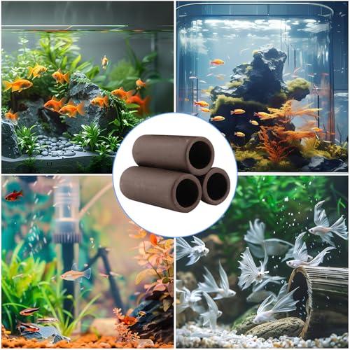 Zyiphor 3 Stück Keramik Aquarium Höhle, Garnelen Versteck, Welshöhle Aquarium Deko Höhle, Robustes Tonröhre, Fish Tank Zubehör für Züchter von Garnelen(Braun)