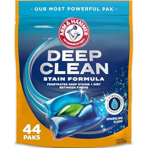 ARM & HAMMER Deep Clean Stain Formula Laundry Detergent Paks, 44 Count