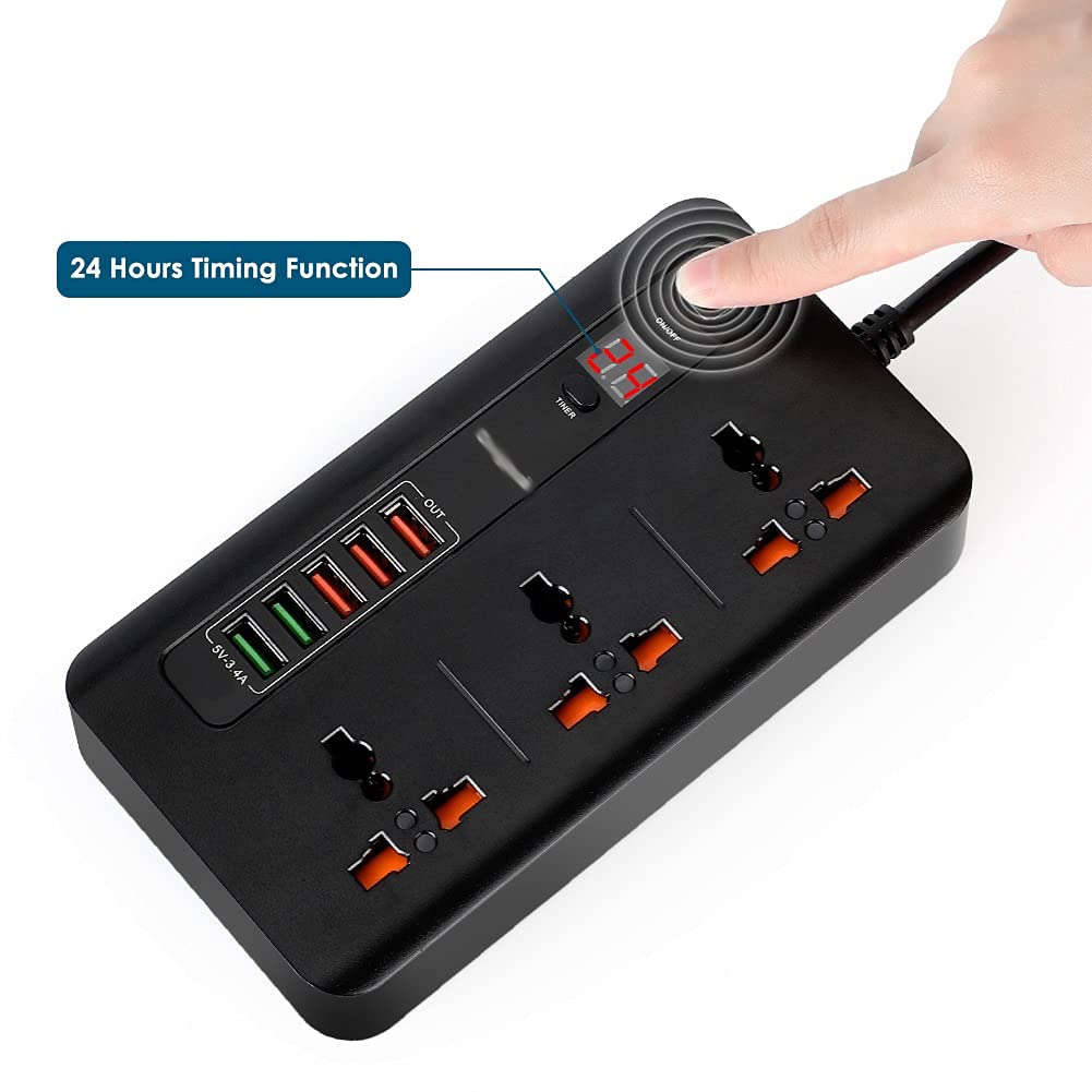 UK EU Plugs Home Extension Power Outlet with Switch Smart Timing 5V 3 4A 5 Port Charger 3 — view 5