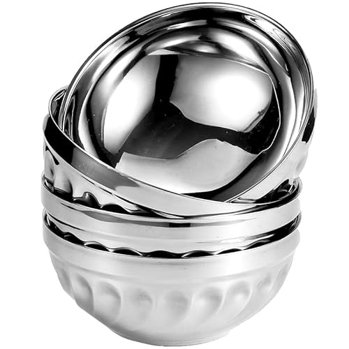 ZESLIV Lot de 5 bols mélangeurs en acier inoxydable pour la cuisine, multifonctions, empilables, bols de service, argentés (16 cm)