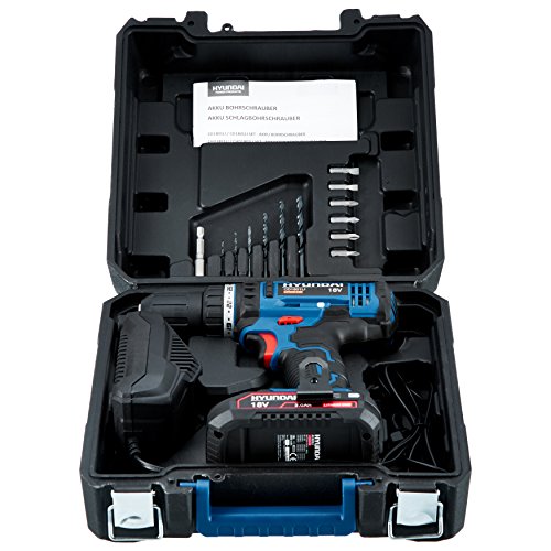 HYUNDAI Akku-Bohrschrauber CD1801LI SET2A (Akkubohrer 18V Li-Ionen, Akkuschrauber im Koffer mit 2 Akkus 2.0Ah und… – Bild 8